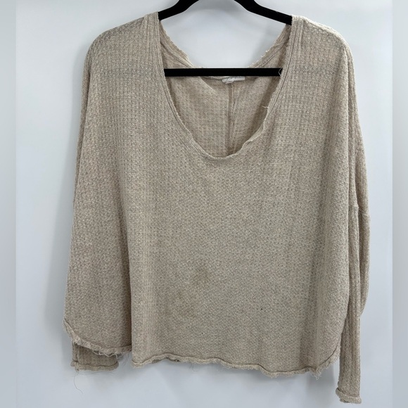 Urban outfitters Out from Under Slouchy Thermal Shirt Waffle beige Knit small - Picture 1 of 16